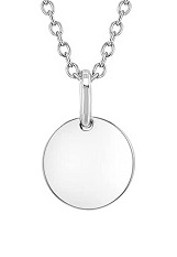 tiny comely engravable initial circle silver baby necklace